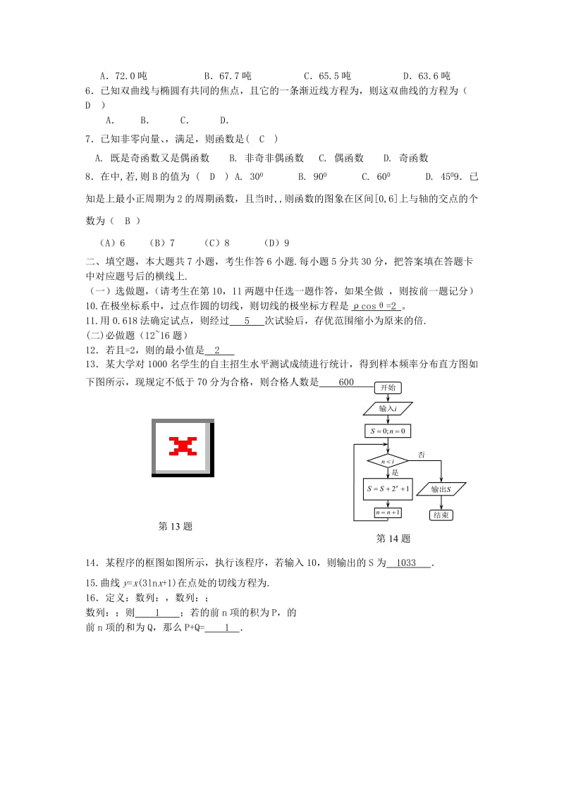 2019-2020年高三数学 小题训练7 文.doc_第3页