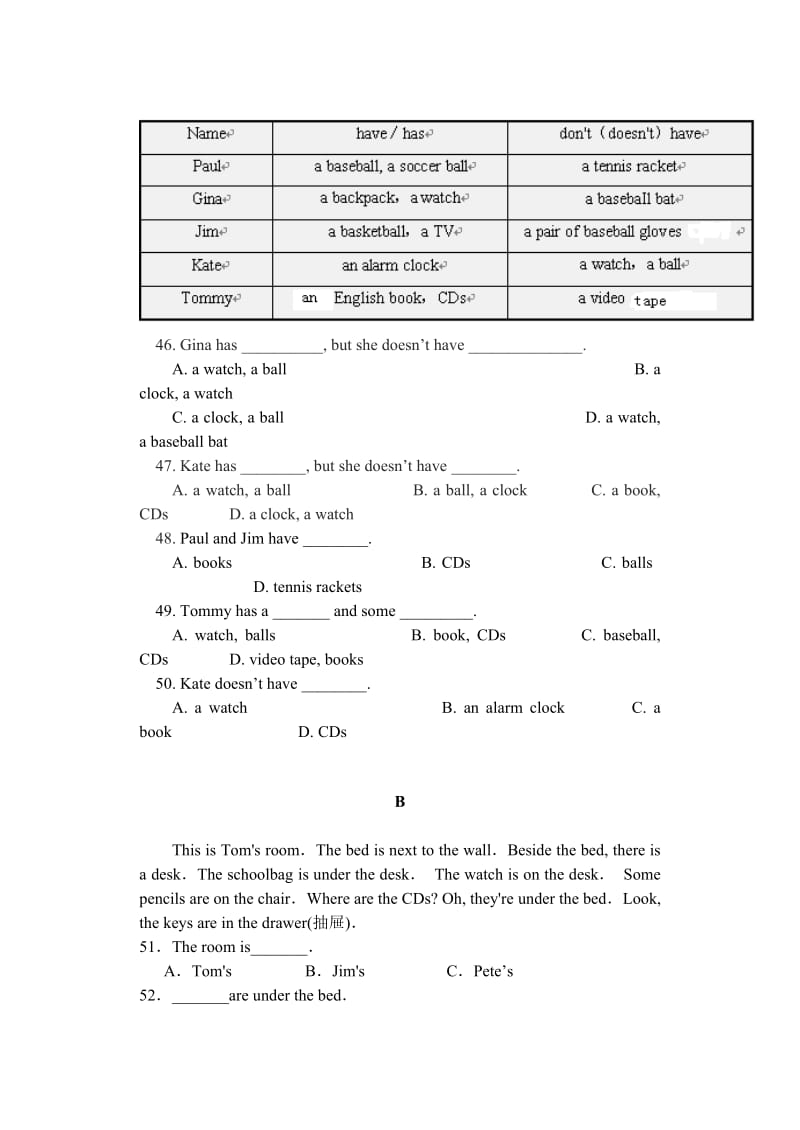 2019年鲁教版六年级上学期英语期末试题 (I).doc_第3页