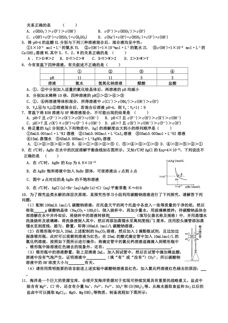 2019-2020年高三化学二轮复习 专题6电离平衡学案.doc_第3页