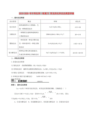 2019-2020年中考化學(xué)一輪復(fù)習(xí) 常見的化學(xué)反應(yīng)類型學(xué)案.doc