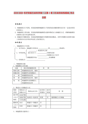 2019-2020年滬科版生命科學(xué)高一上第3章《生命的結(jié)構(gòu)基礎(chǔ)_考點(diǎn)分析.doc