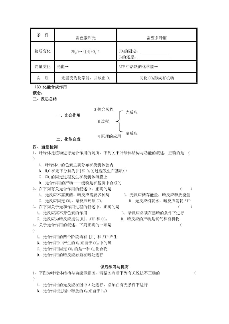 2019-2020年高一生物《光合作用的原理和应用》学案.doc_第3页