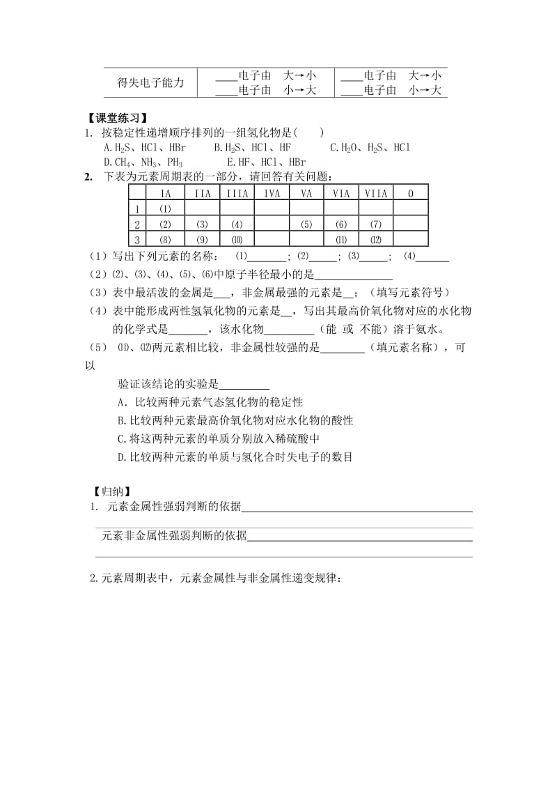 2019-2020年沪科版化学高二上9.1《元素周期律》及元素周期表复习课》学案.doc_第3页