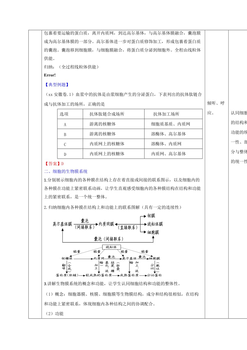 2019-2020年人教版高中生物必修1 第3章第2节细胞器—系统内的分工合作第2课时 教案.doc_第2页