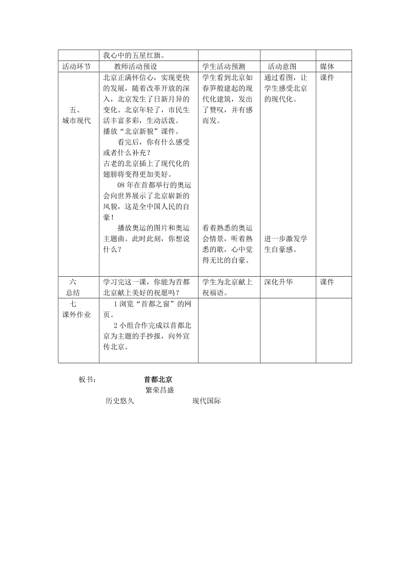 2019年(春)五年级品社下册《首都北京》教案 未来版.doc_第3页