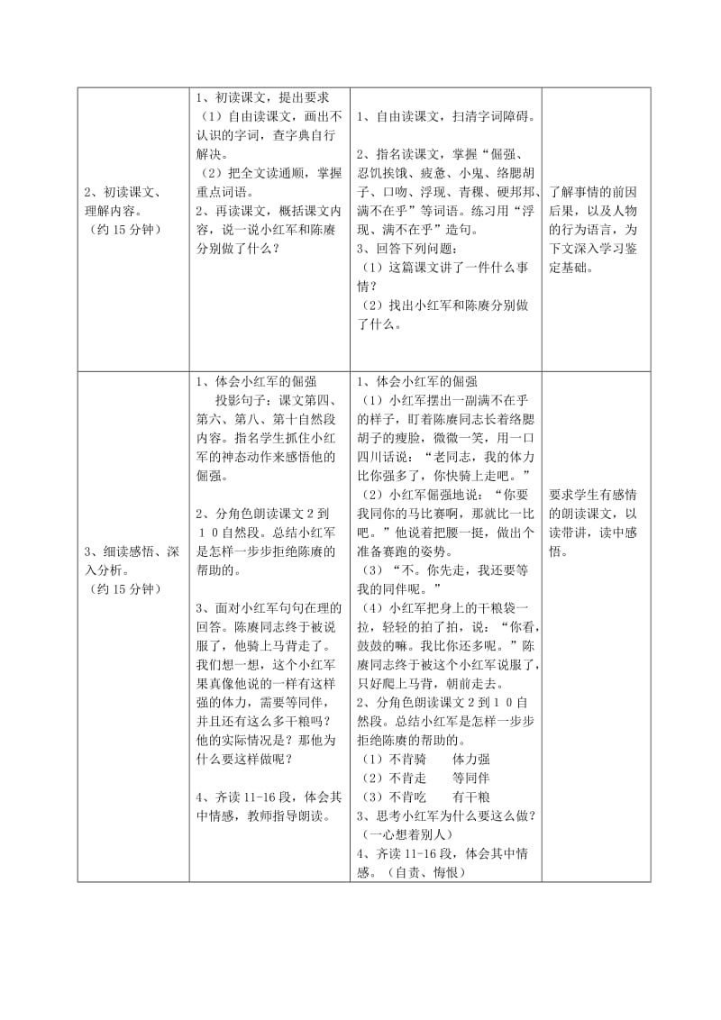 2019年四年级语文上册 25.倔强的小红军（1）教案 语文S版.doc_第3页