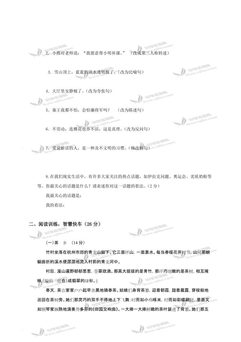 2019年小升初语文试题及答案w.doc_第3页