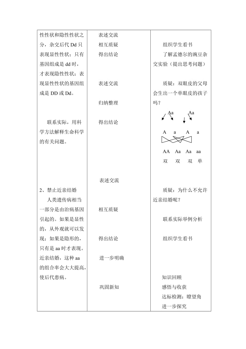 2019-2020年《基因的显性和隐性》word教案.doc_第2页