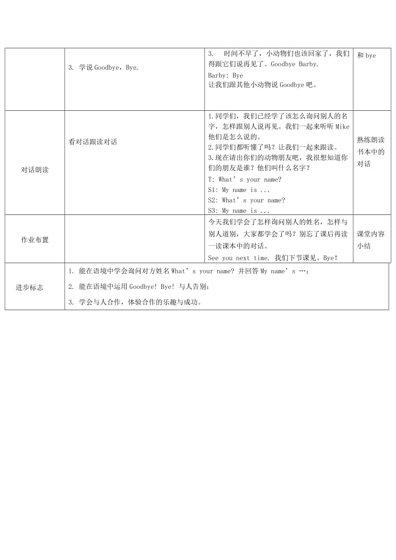 2019年(秋)三年级英语上册 Unit1 Hello（第四课时）教案 （新版）人教PEP.doc_第2页