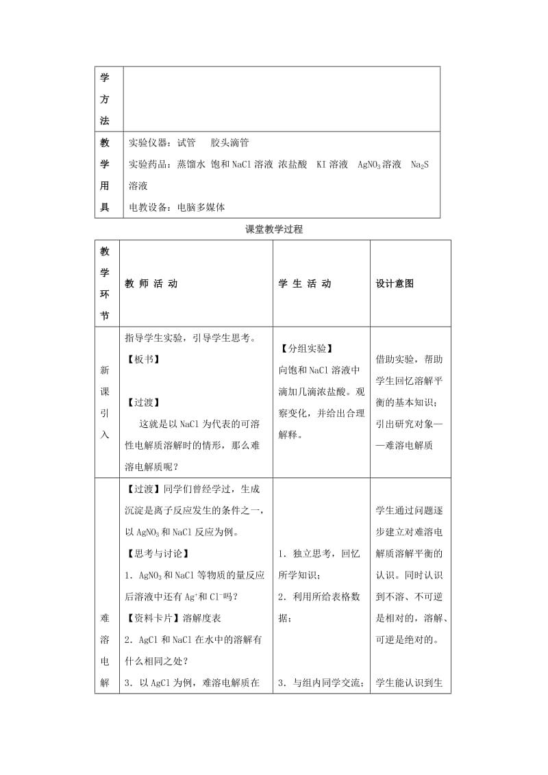 2019-2020年人教版选修4教案 第3章 第四节难溶电解质的溶解平衡教学设计.doc_第2页