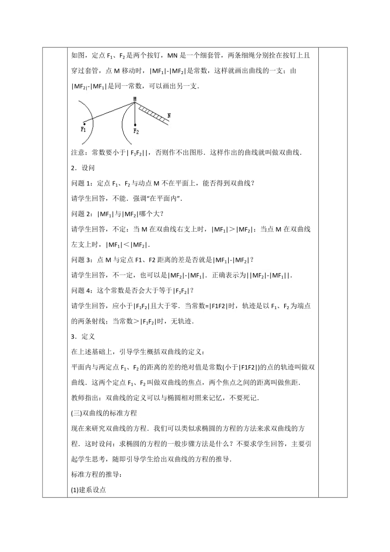 2019-2020年人教版高中数学选修1-1教案：2-3-1 双曲线及其标准方程.doc_第2页