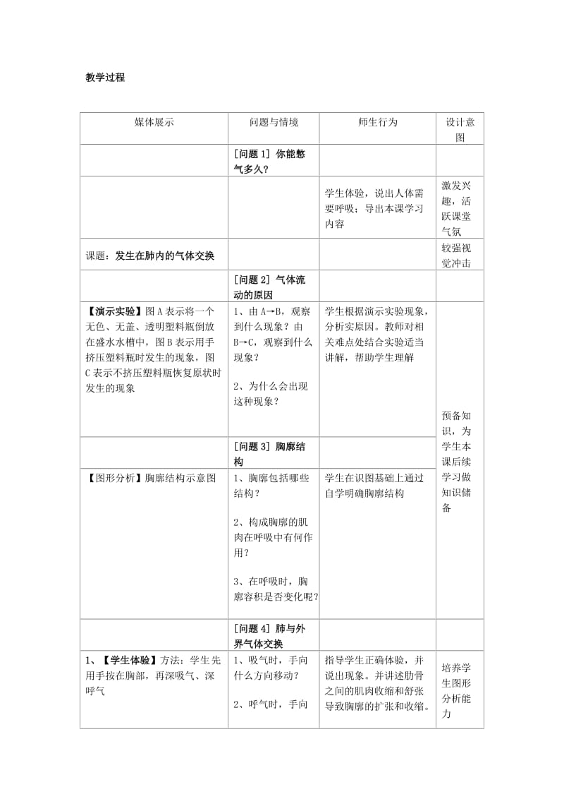 2019-2020年中考生物复习 第五单元 第二节 人体生命活动的能量供给 发生在肺内的气体交换教学设计.doc_第3页