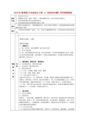 2019年(春季版)六年級(jí)語(yǔ)文下冊(cè) 11《奇妙的田螺》導(dǎo)學(xué)案鄂教版.doc