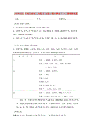 2019-2020年高三化學(xué)二輪復(fù)習(xí) 專題一基本概念（1） 指導(dǎo)性教案.doc