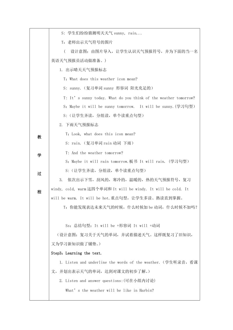 2019年六年级英语下册 Module 2 Unit 2《It will snow in Harbin》教案 （新版）外研版.doc_第2页