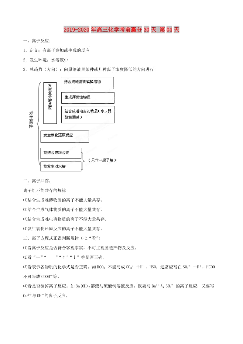 2019-2020年高三化学考前赢分30天 第04天.doc_第1页