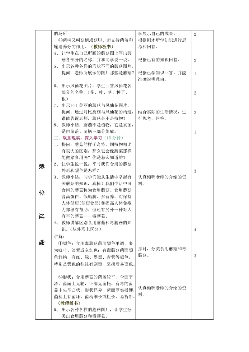 2019四年级科学上册2.3各种各样的蘑菇教案新人教版.doc_第2页