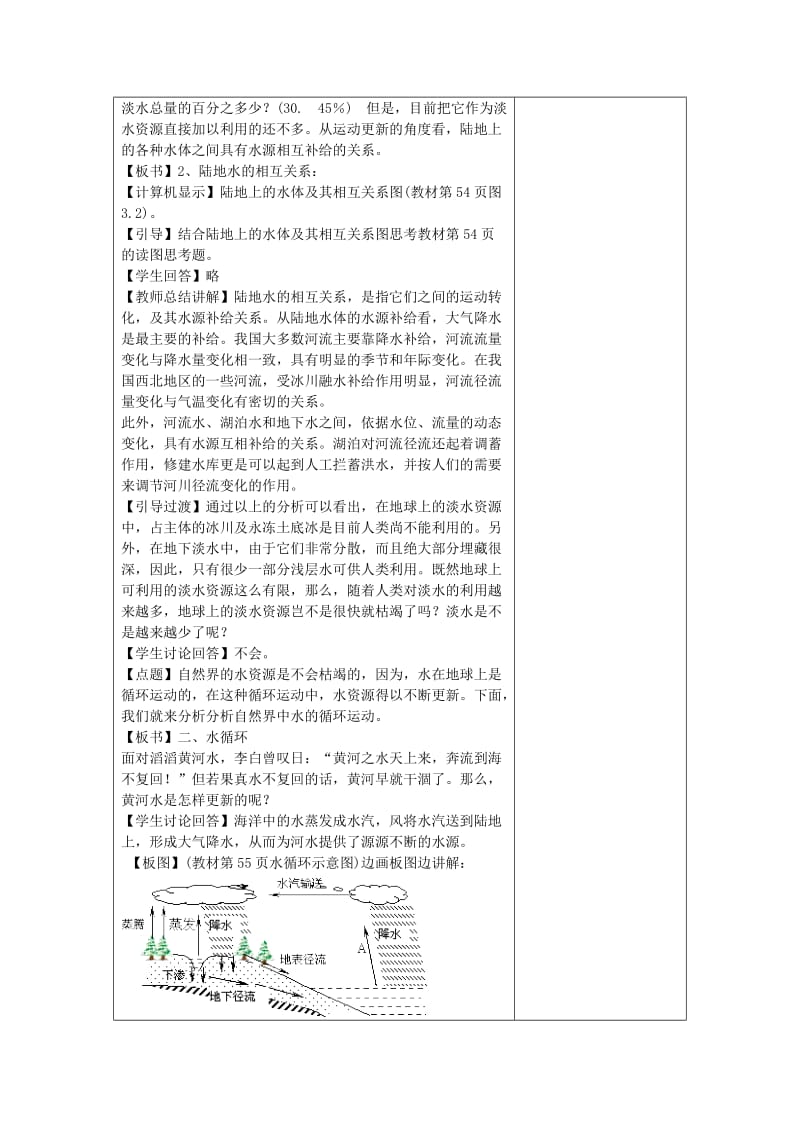 2019-2020年人教版高中地理必修一3.1《自然界的水循环》word教案1.doc_第3页