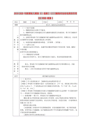 2019-2020年新課標(biāo)人教版3-1選修三3.5《磁場(chǎng)對(duì)運(yùn)動(dòng)電荷的作用力》WORD教案2.doc