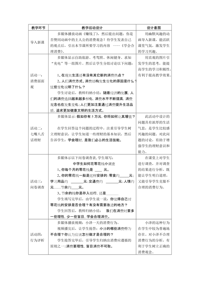 2019-2020年人教版九年《学会合理消费》word说课稿.doc_第2页