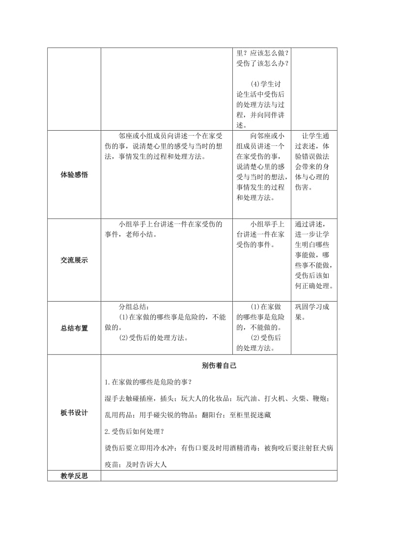 2019年(秋季版)一年级道德与法治上册 第11课 别伤着自己导学案 新人教版.doc_第2页