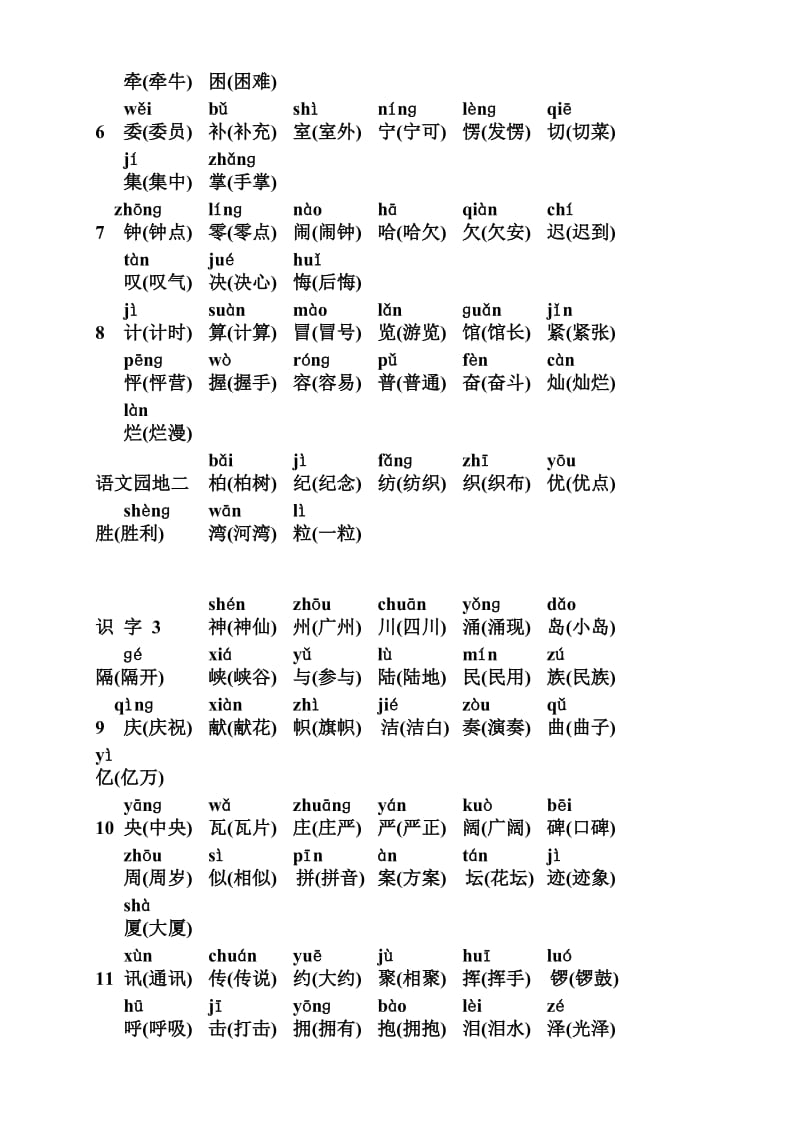 2019年二年级语文上册生字表(带拼音及组词).doc_第2页