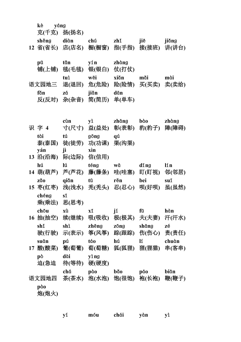 2019年二年级语文上册生字表(带拼音及组词).doc_第3页