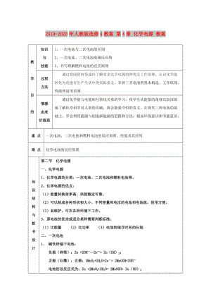 2019-2020年人教版選修4教案 第4章 化學(xué)電源 教案.doc