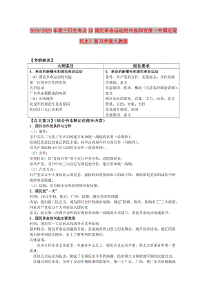 2019-2020年高三歷史考點20國民革命運動的興起和發(fā)展（中國近現代史）復習學案人教版.doc