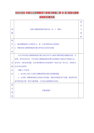 2019-2020年高三上學期數(shù)學一輪復習教案：第30講 直線與圓錐曲線的位置關(guān)系.doc