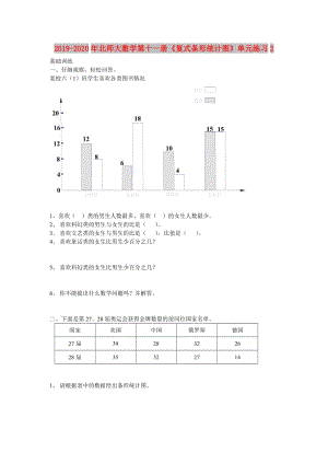 2019-2020年北師大數(shù)學(xué)第十一冊《復(fù)式條形統(tǒng)計圖》單元練習(xí)2.doc