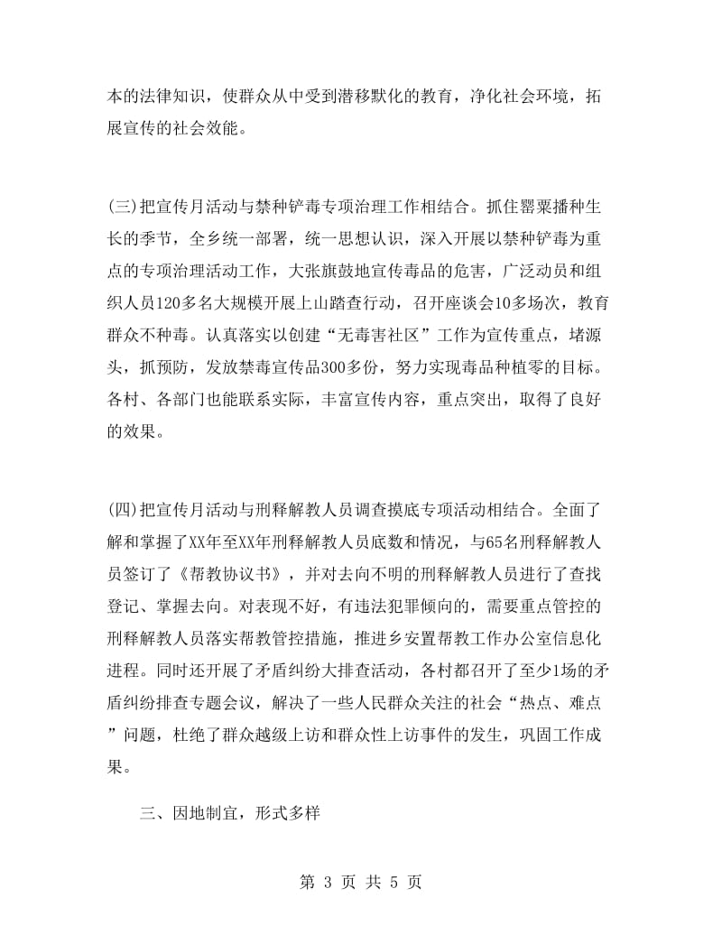 乡镇社会治安综合治理宣传月活动总结.doc_第3页