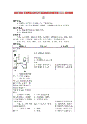 2019-2020年湘教版化學(xué)九年《幾種常見的酸和堿》word同步教案二.doc