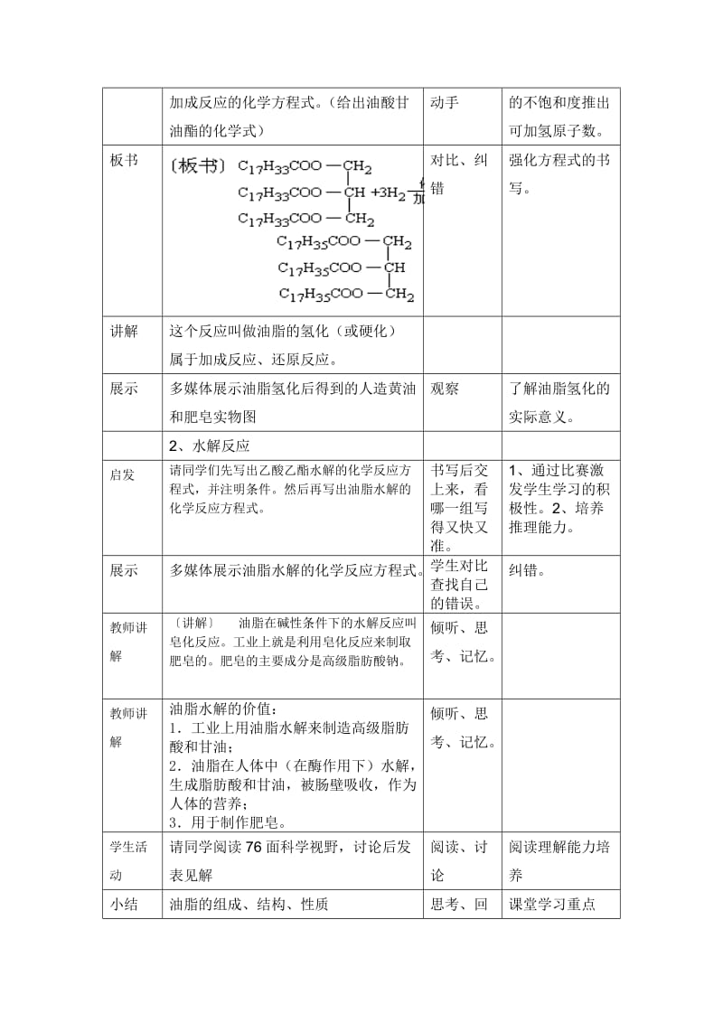 2019-2020年新人教版化学选修5高中《油 脂》word教案一.doc_第3页