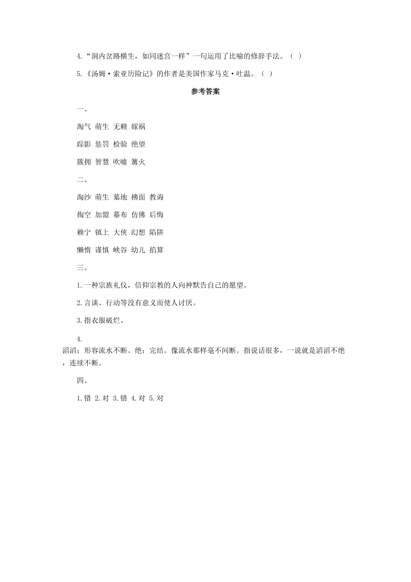 2019年六年级语文下册 17.汤姆 索亚历险记习题精选 新人教版.doc_第2页