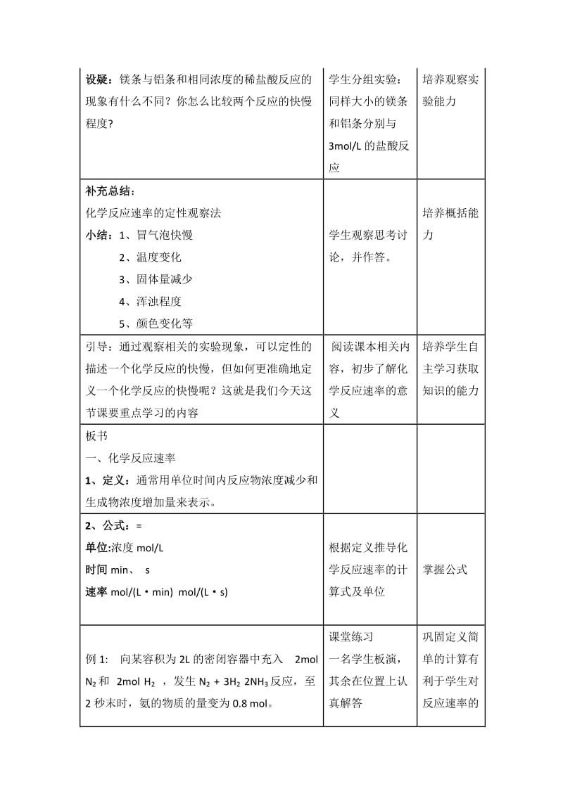 2019-2020年人教版高中化学必修2教学设计第二章第三节化学反应的速率和限度.doc_第3页