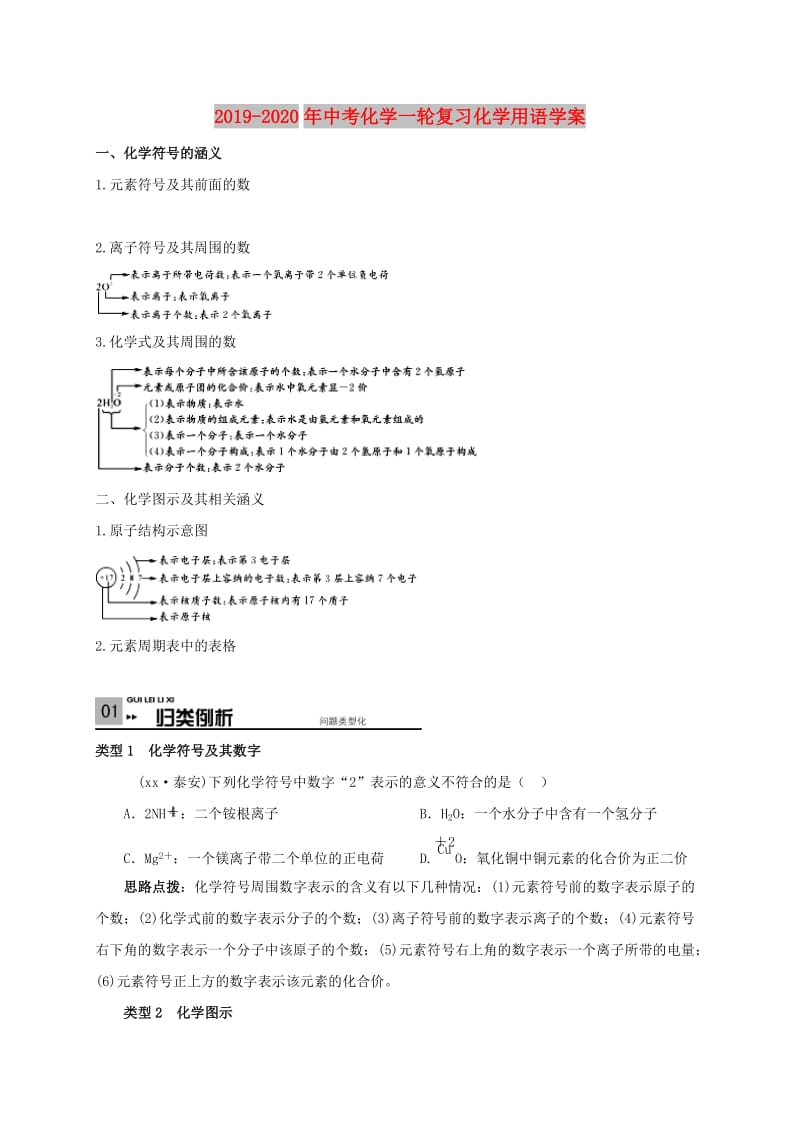 2019-2020年中考化学一轮复习化学用语学案.doc_第1页