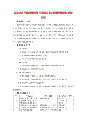 2019-2020年新課標教科版3-5選修三1.3《動量守恒定律》WORD教案1.doc