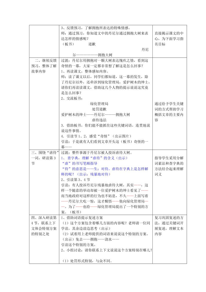 2019年(春)四年级语文下册《拥抱大树》教案 沪教版.doc_第2页