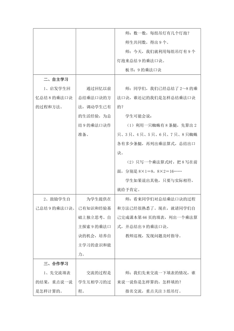 2019年(秋)二年级数学上册 7.1《9的乘法口诀》教案 （新版）冀教版.doc_第2页