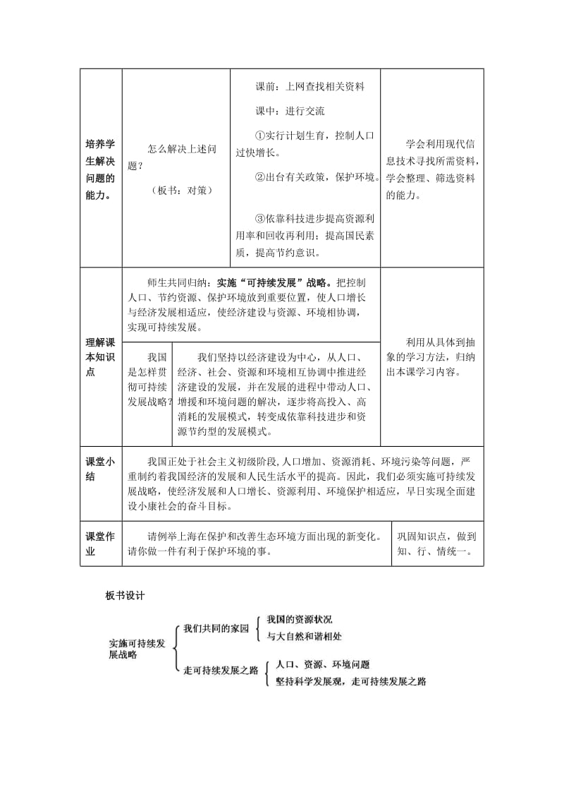 2019-2020年人教版思品九年《实施可持续发展战略》word教案1.doc_第3页