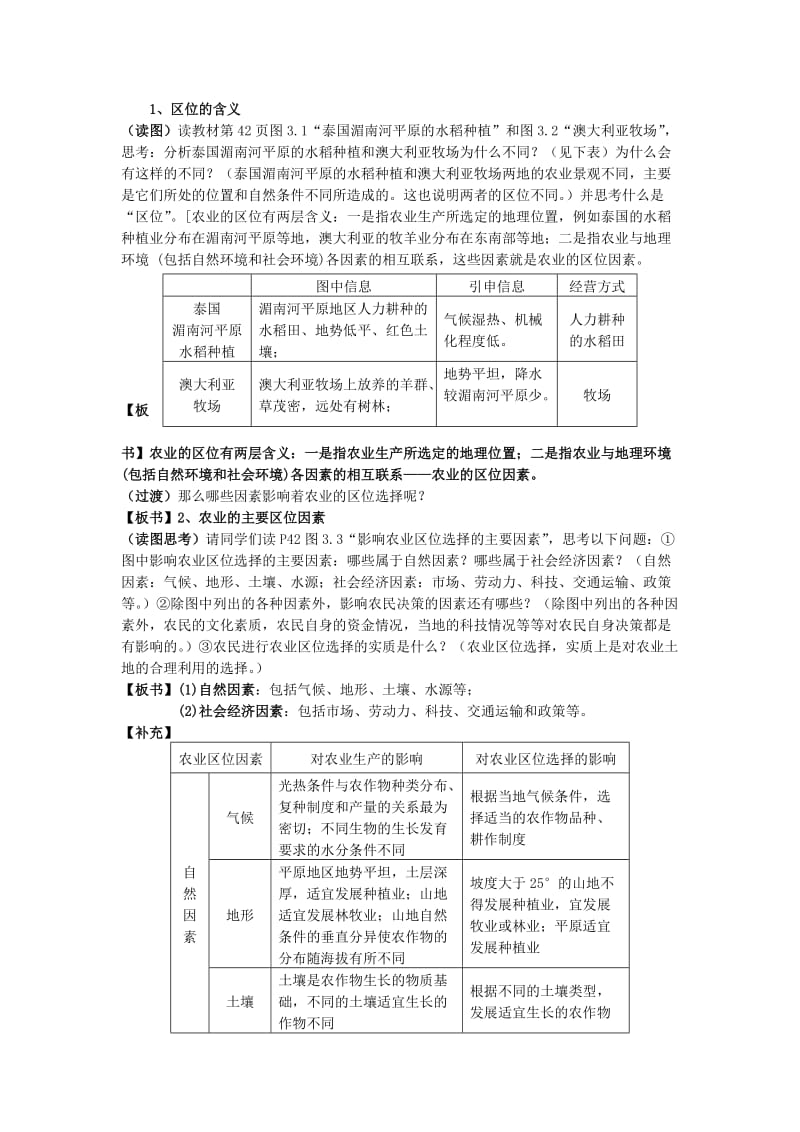 2019-2020年人教版高中地理必修二3.1《农业的区位选择》word教案1.doc_第2页