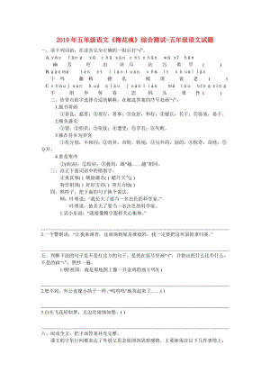 2019年五年級(jí)語(yǔ)文《梅花魂》綜合測(cè)試-五年級(jí)語(yǔ)文試題.doc