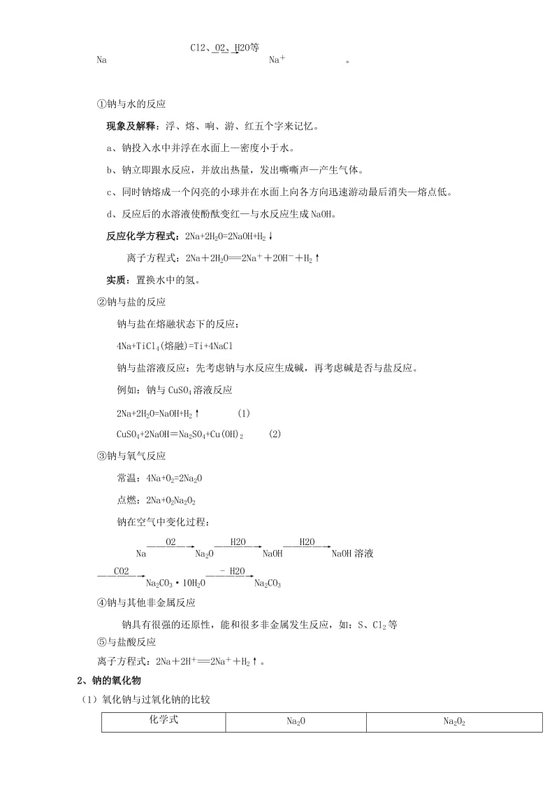 2019-2020年高三化学一轮复习 3.1 钠及其氧化物教学设计.doc_第2页