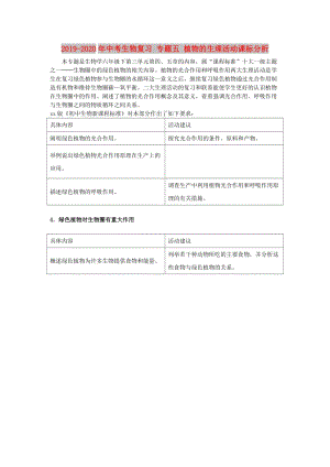 2019-2020年中考生物復(fù)習(xí) 專題五 植物的生理活動(dòng)課標(biāo)分析.doc