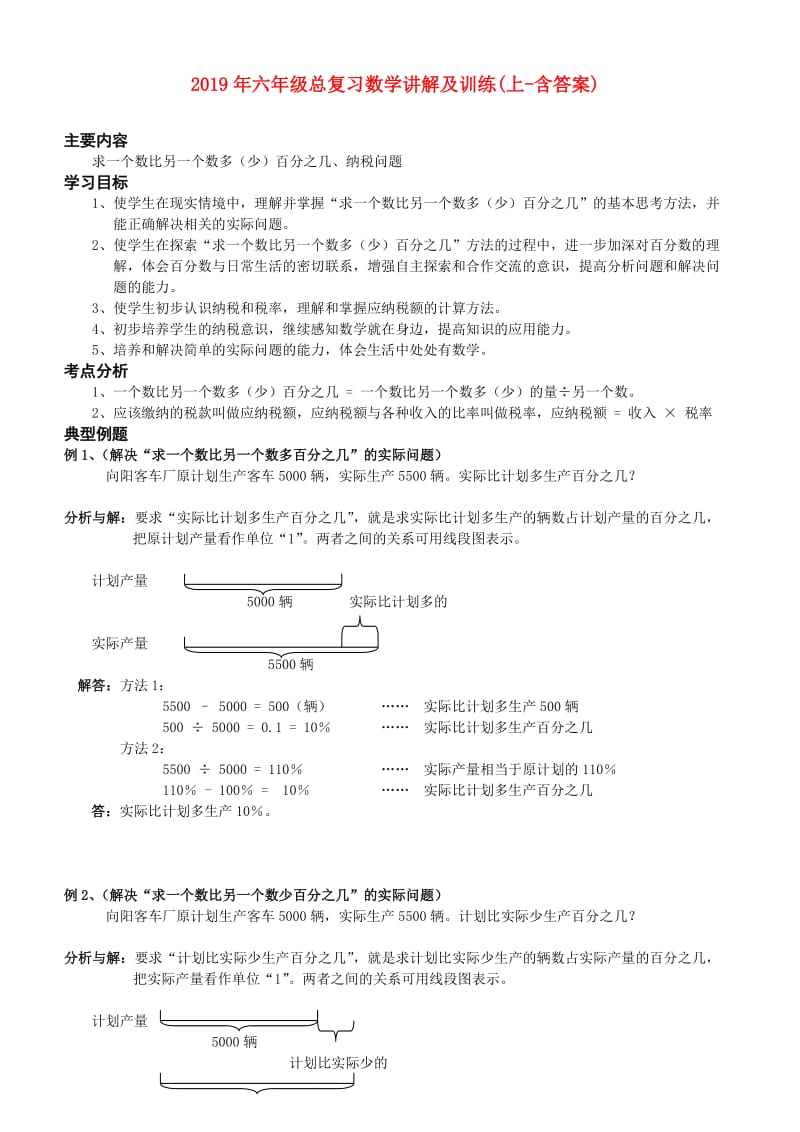 2019年六年级总复习数学讲解及训练(上-含答案).doc_第1页