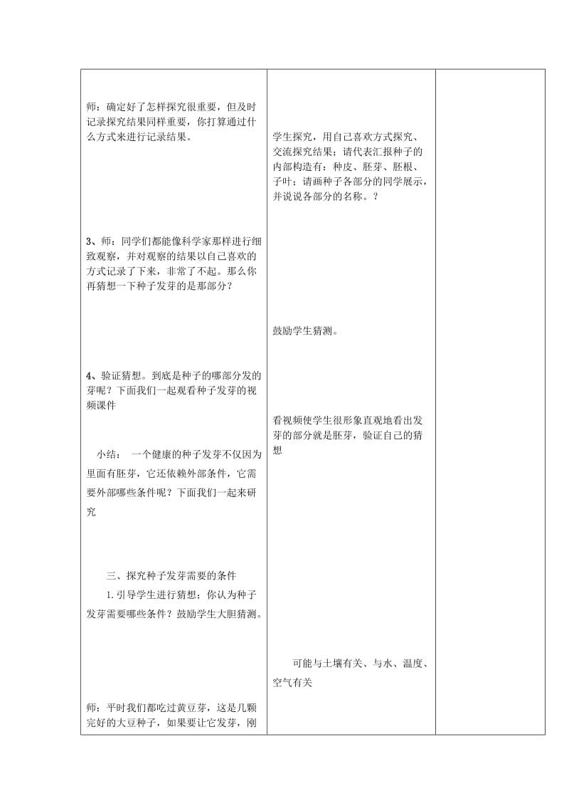 2019年四年级科学下册《种子发芽了》教案 青岛版.doc_第3页