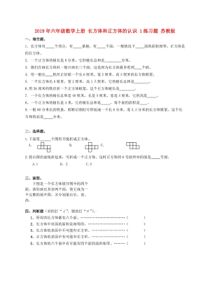 2019年六年級數學上冊 長方體和正方體的認識 1練習題 蘇教版.doc