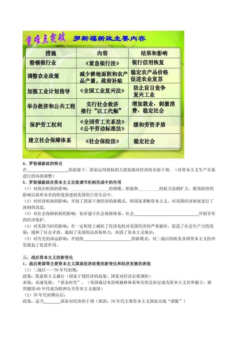 2019-2020年高三历史第一轮复习 世界资本主义经济政策的调整学案.doc_第2页