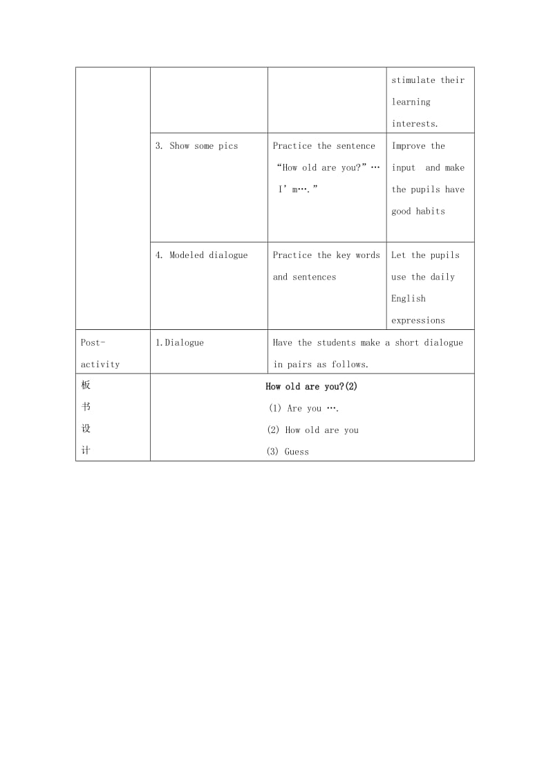 2019年三年级英语上册 Unit 3 How old are you教案 沪教牛津版.doc_第2页